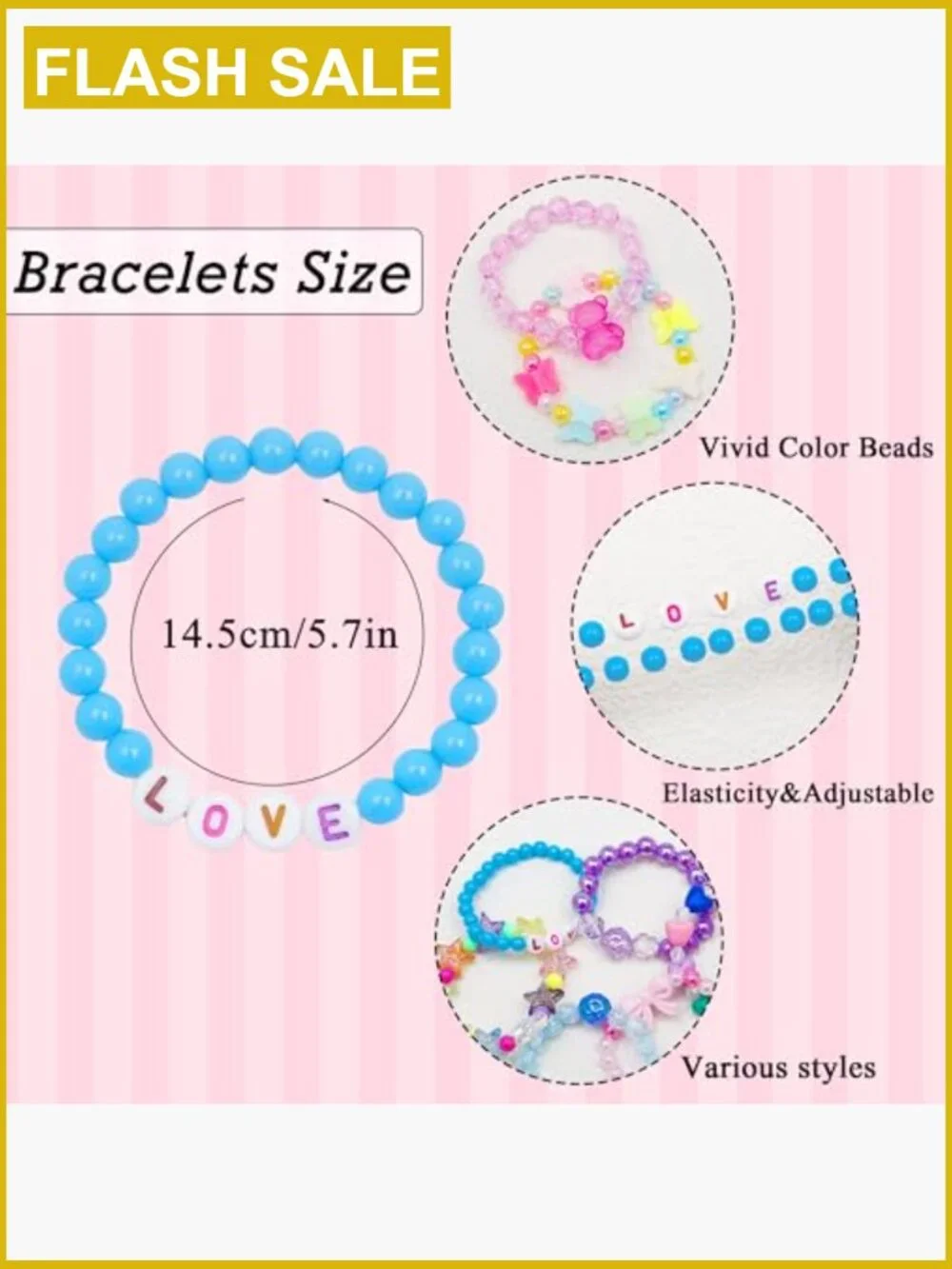 Cute Beaded Bracelets for Girls - 18 Pcs Toddler Jewelry Set
